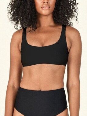 JADE Swim Womens Small Black Rounded Edges Bikini Top Swimwear Swim Suit USA